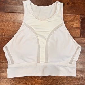 White crop with mesh sports bra
